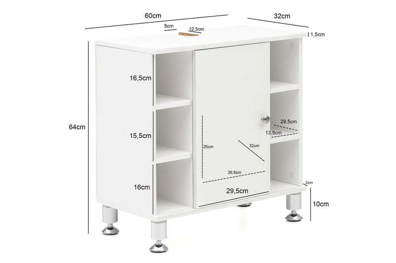 Tvättställsskåp Wohnling Folierad spånskiva 1 dörr 6 förvaringshyllor modern - Hus & renovering - Kök & bad - Badrum - Tvättställ & handfat - Enkelhandfat
