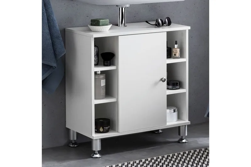 Tvättställsskåp Wohnling Folierad spånskiva 1 dörr 6 förvaringshyllor modern - Hus & renovering - Kök & bad - Badrum - Tvättställ & handfat - Enkelhandfat