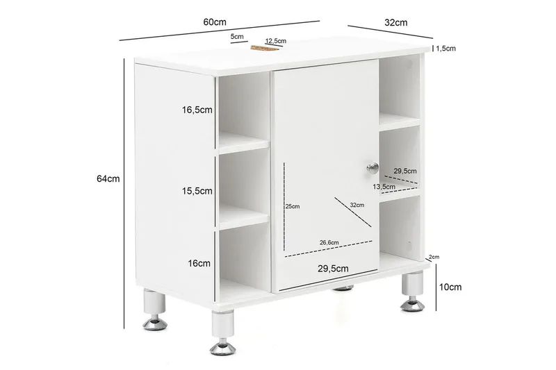Tvättställsskåp Wohnling Folierad spånskiva 1 dörr 6 förvaringshyllor modern - Hus & renovering - Kök & bad - Badrum - Tvättställ & handfat - Enkelhandfat