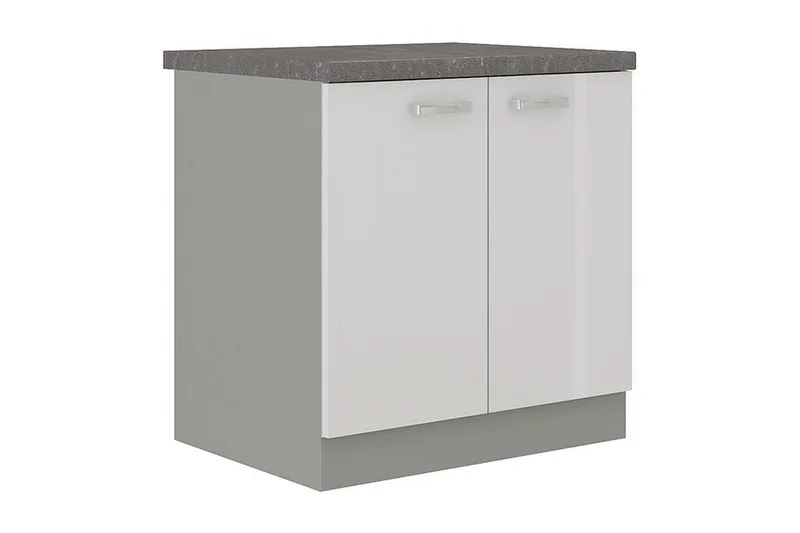 Bianco Skåp med dörrar 80x52x82 cm, Grå/Vit Högglans