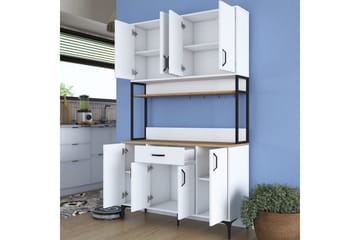 Flerfunktionsskåp Cerreta 127 Valnöt / Vit - Mediumfärgat trä/Vit - Hus & renovering - Kök & bad - Kök & tvättstuga
