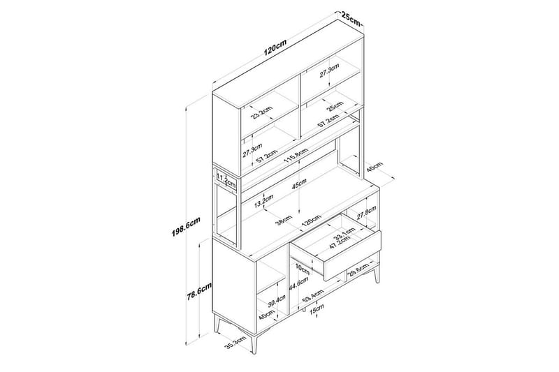 Flerfunktionsskåp Cerreta 127 Valnöt / Vit - Mediumfärgat trä/Vit - Hus & renovering - Kök & bad - Kök & tvättstuga