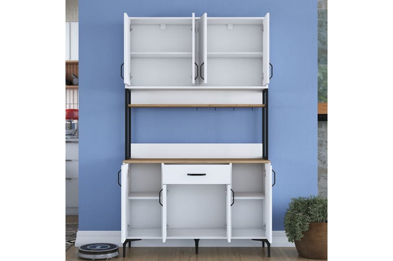 Flerfunktionsskåp Cerreta 127 Valnöt / Vit - Mediumfärgat trä/Vit - Hus & renovering - Kök & bad - Kök & tvättstuga