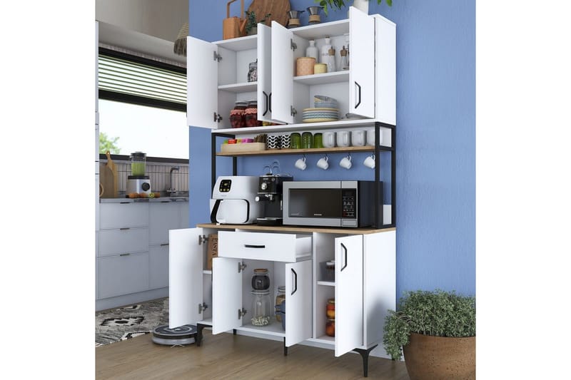 Flerfunktionsskåp Cerreta 127 Valnöt / Vit - Mediumfärgat trä/Vit - Hus & renovering - Kök & bad - Kök & tvättstuga