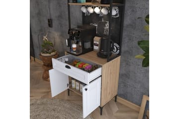 Flerfunktionsskåp Cerreta 157 Valnöt / Vit - Vit/Mörkfärgat trä - Hus & renovering - Kök & bad - Kök & tvättstuga