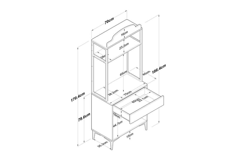 Flerfunktionsskåp Cerreta 157 Valnöt / Vit - Vit/Mörkfärgat trä - Hus & renovering - Kök & bad - Kök & tvättstuga