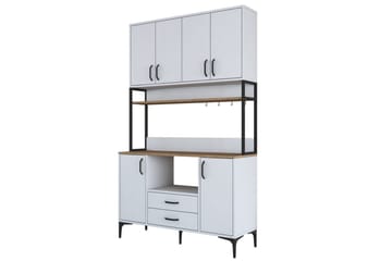 Flerfunktionsskåp Cerreta 169 Valnöt / Vit - Vit - Hus & renovering - Kök & bad - Kök & tvättstuga