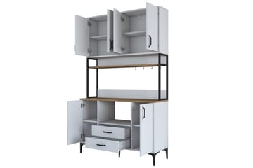 Flerfunktionsskåp Cerreta 169 Valnöt / Vit - Vit - Hus & renovering - Kök & bad - Kök & tvättstuga