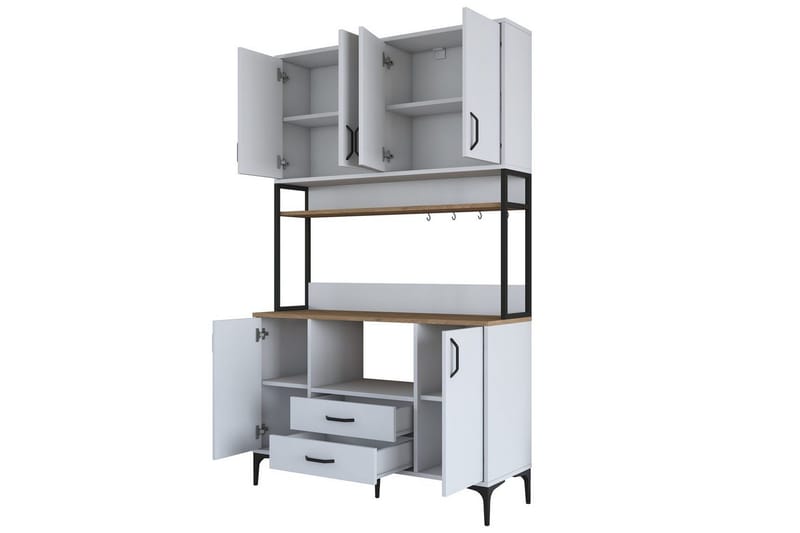 Flerfunktionsskåp Cerreta 169 Valnöt / Vit - Vit - Hus & renovering - Kök & bad - Kök & tvättstuga