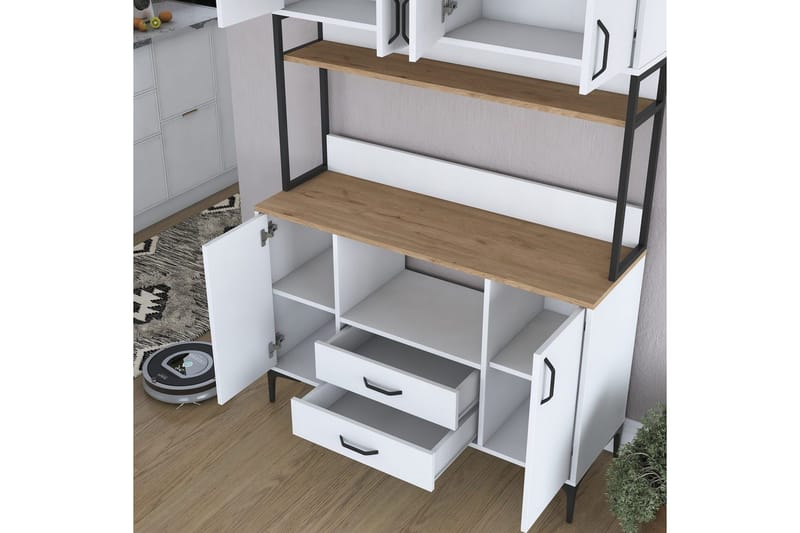 Flerfunktionsskåp Cerreta 169 Valnöt / Vit - Vit - Hus & renovering - Kök & bad - Kök & tvättstuga