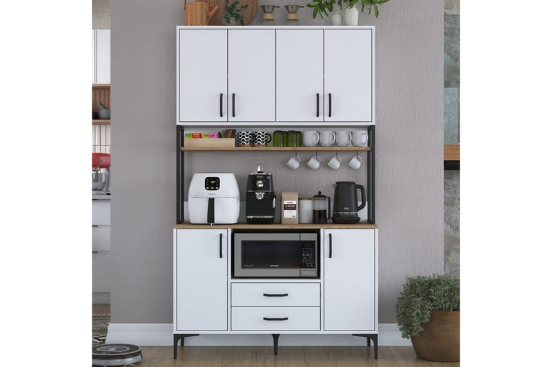 Flerfunktionsskåp Cerreta 169 Valnöt / Vit - Vit - Hus & renovering - Kök & bad - Kök & tvättstuga