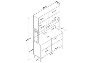 Flerfunktionsskåp Cerreta 173 Valnöt / Vit - Valnöt / Vit - Hus & renovering - Kök & bad - Kök & tvättstuga