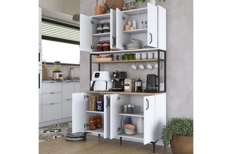 Flerfunktionsskåp Cerreta 173 Valnöt / Vit - Valnöt / Vit - Hus & renovering - Kök & bad - Kök & tvättstuga