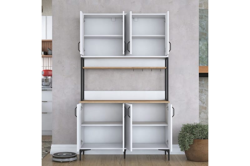 Flerfunktionsskåp Cerreta 173 Valnöt / Vit - Valnöt / Vit - Hus & renovering - Kök & bad - Kök & tvättstuga
