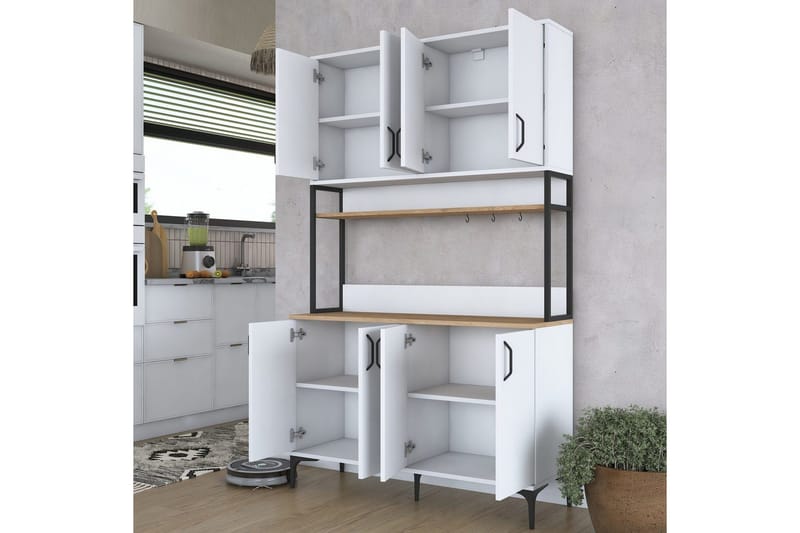 Flerfunktionsskåp Cerreta 173 Valnöt / Vit - Valnöt / Vit - Hus & renovering - Kök & bad - Kök & tvättstuga