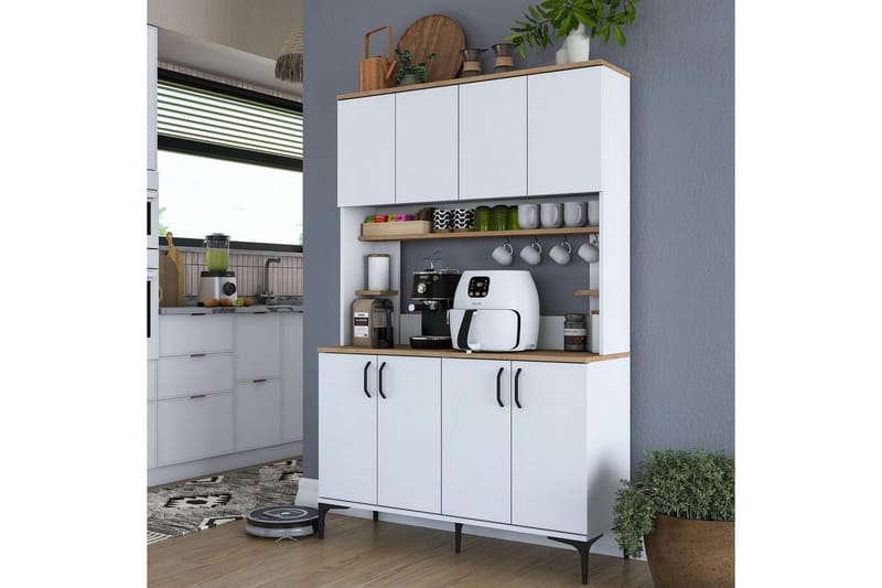 Flerfunktionsskåp Cerreta 176 Valnöt / Vit - Mediumfärgat trä/Vit - Hus & renovering - Kök & bad - Kök & tvättstuga