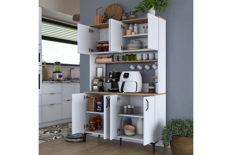 Flerfunktionsskåp Cerreta 176 Valnöt / Vit - Mediumfärgat trä/Vit - Hus & renovering - Kök & bad - Kök & tvättstuga