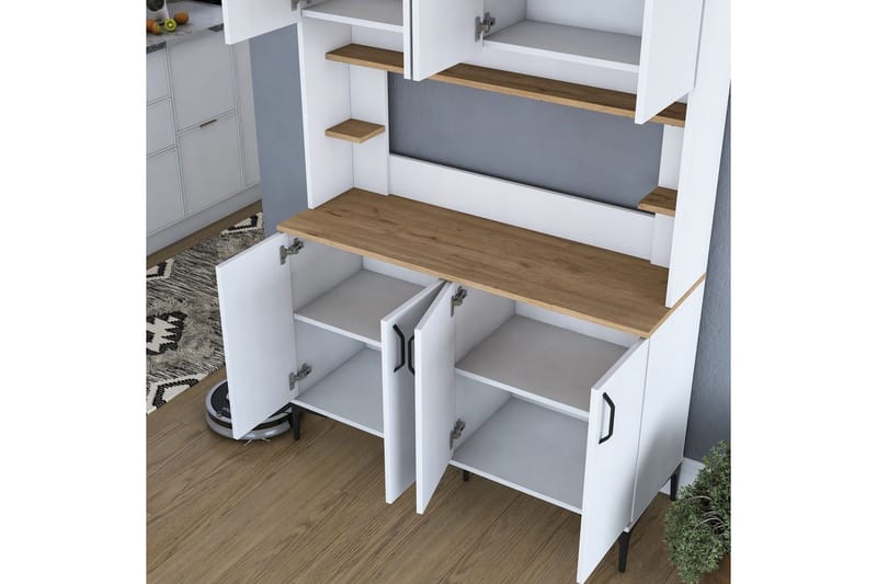 Flerfunktionsskåp Cerreta 176 Valnöt / Vit - Mediumfärgat trä/Vit - Hus & renovering - Kök & bad - Kök & tvättstuga