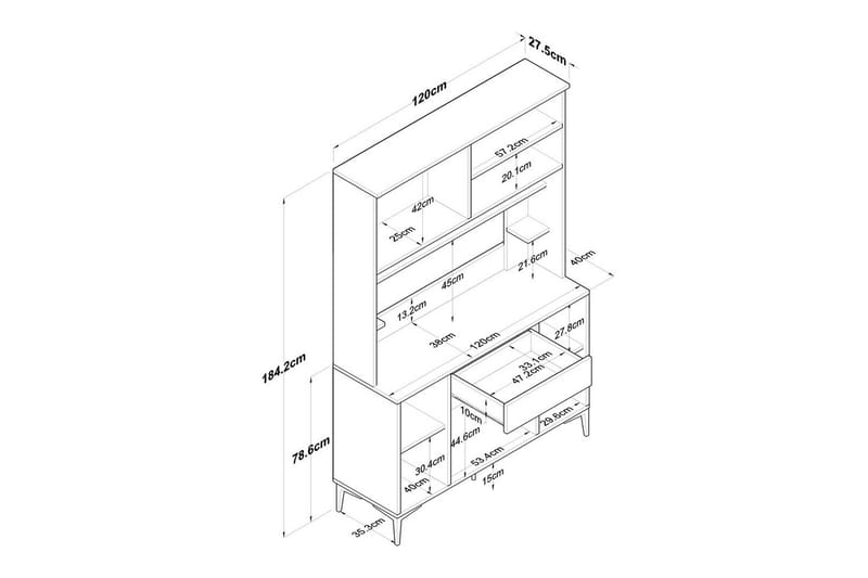 Flerfunktionsskåp Cerreta 177 Valnöt / Vit - Valnöt / Vit - Hus & renovering - Kök & bad - Kök & tvättstuga