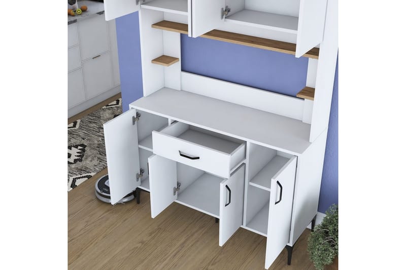 Flerfunktionsskåp Cerreta 177 Valnöt / Vit - Valnöt / Vit - Hus & renovering - Kök & bad - Kök & tvättstuga