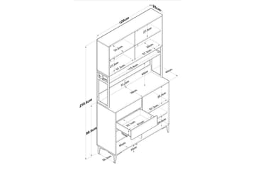 Flerfunktionsskåp Cerreta 179 Valnöt / Vit / Svart - Valnöt / Vit / Svart - Hus & renovering - Kök & bad - Kök & tvättstuga