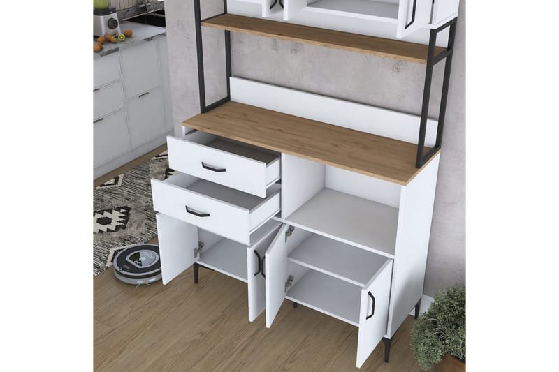Flerfunktionsskåp Cerreta 179 Valnöt / Vit / Svart - Valnöt / Vit / Svart - Hus & renovering - Kök & bad - Kök & tvättstuga