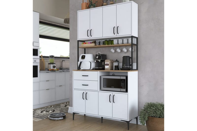 Flerfunktionsskåp Cerreta 179 Valnöt / Vit / Svart - Valnöt / Vit / Svart - Hus & renovering - Kök & bad - Kök & tvättstuga