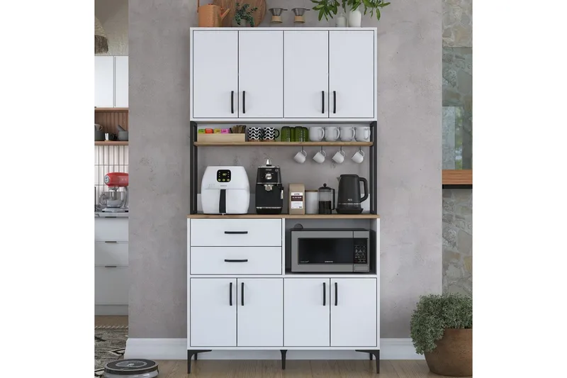 Flerfunktionsskåp Cerreta 179 Valnöt / Vit / Svart - Valnöt / Vit / Svart - Hus & renovering - Kök & bad - Kök & tvättstuga