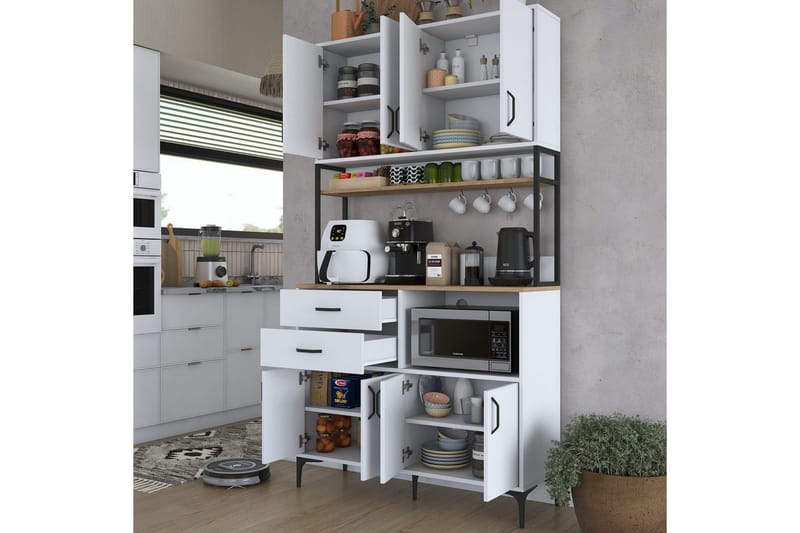 Flerfunktionsskåp Cerreta 179 Valnöt / Vit / Svart - Valnöt / Vit / Svart - Hus & renovering - Kök & bad - Kök & tvättstuga