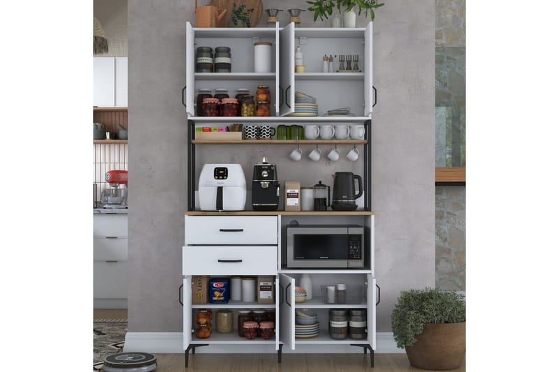 Flerfunktionsskåp Cerreta 179 Valnöt / Vit / Svart - Valnöt / Vit / Svart - Hus & renovering - Kök & bad - Kök & tvättstuga