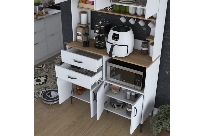 Flerfunktionsskåp Cerreta 179 Valnöt / Vit - Valnöt / Vit - Hus & renovering - Kök & bad - Kök & tvättstuga