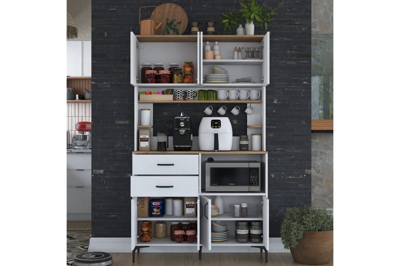 Flerfunktionsskåp Cerreta 179 Valnöt / Vit - Valnöt / Vit - Hus & renovering - Kök & bad - Kök & tvättstuga
