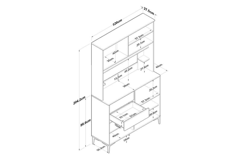 Flerfunktionsskåp Cerreta 179 Valnöt / Vit - Valnöt / Vit - Hus & renovering - Kök & bad - Kök & tvättstuga