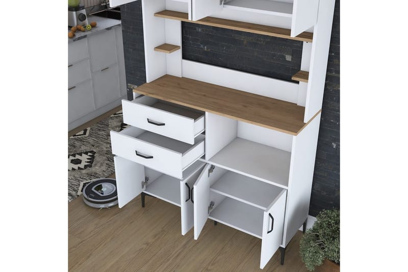 Flerfunktionsskåp Cerreta 179 Valnöt / Vit - Valnöt / Vit - Hus & renovering - Kök & bad - Kök & tvättstuga