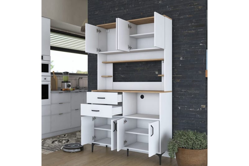 Flerfunktionsskåp Cerreta 179 Valnöt / Vit - Valnöt / Vit - Hus & renovering - Kök & bad - Kök & tvättstuga