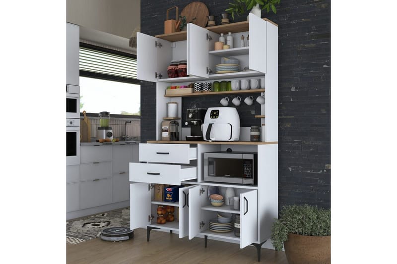 Flerfunktionsskåp Cerreta 179 Valnöt / Vit - Valnöt / Vit - Hus & renovering - Kök & bad - Kök & tvättstuga