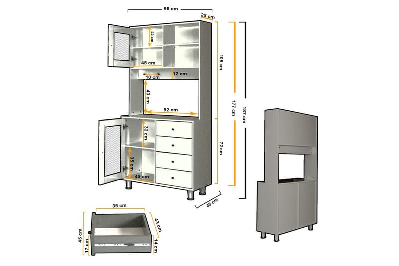 Flerfunktionsskåp Periorport Vit - Vit - Hus & renovering - Kök & bad - Kök & tvättstuga