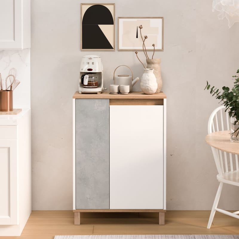 Avero Multifunktionsskåp 69,7x97x40 cm - Vit ek grå - Hus & renovering - Kök & bad - Kök & tvättstuga