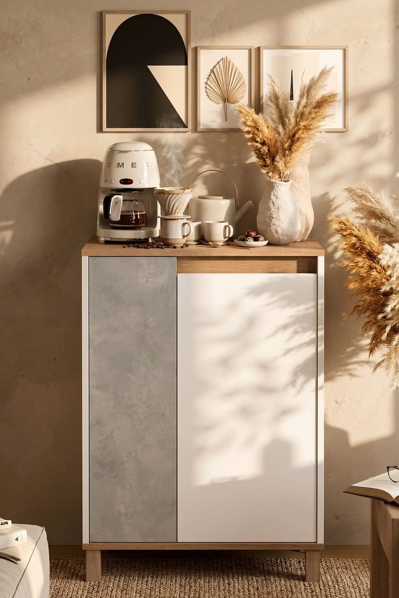 Avero Multifunktionsskåp 69,7x97x40 cm - Vit ek grå - Hus & renovering - Kök & bad - Kök & tvättstuga