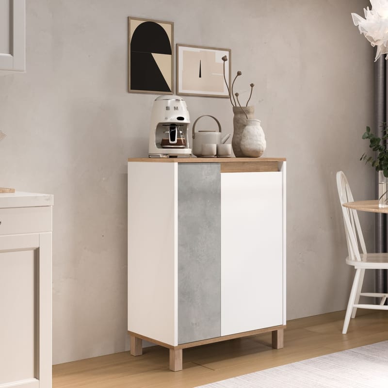 Avero Multifunktionsskåp 69,7x97x40 cm - Vit ek grå - Hus & renovering - Kök & bad - Kök & tvättstuga