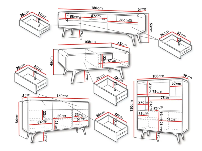 Corvan Möbelset för Vardagsrum - Möbler - Möbelset - Möbelset för vardagsrum