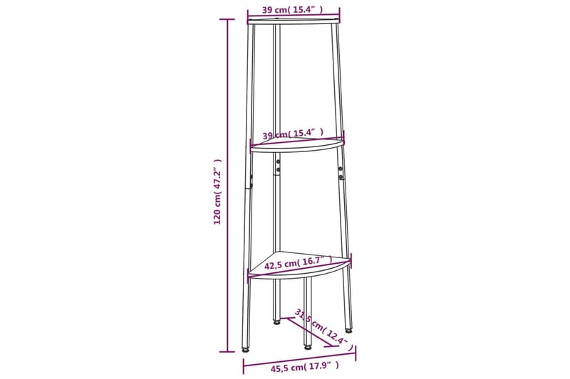 beBasic Hörnhylla 3 hyllplan svart 45,5x31,5x120 cm - Black - Förvaring - Hylla - Hörnhylla