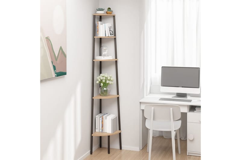 beBasic Hörnhylla 5 hyllplan ljusbrun och svart 45,5x31,5x180 cm - Brown - Förvaring - Hylla - Hörnhylla