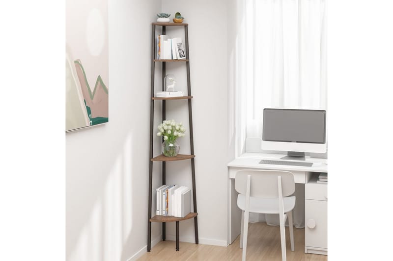 beBasic Hörnhylla 5 hyllplan mörkbrun och svart 45,5x31,5x180 cm - Brown - Förvaring - Hylla - Hörnhylla