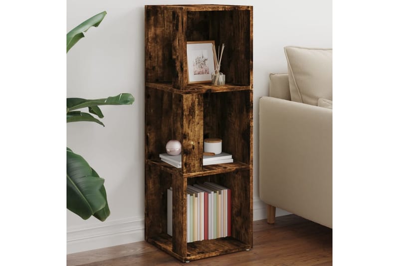 beBasic Hörnhylla rökfärgad ek 33x33x100 cm konstruerat trä - Brown - Förvaring - Hylla - Hörnhylla