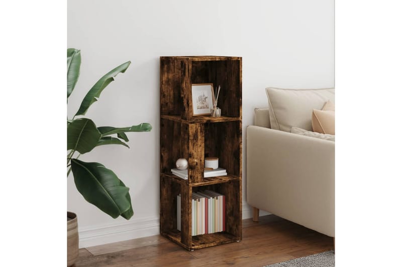 beBasic Hörnhylla rökfärgad ek 33x33x100 cm konstruerat trä - Brown - Förvaring - Hylla - Hörnhylla