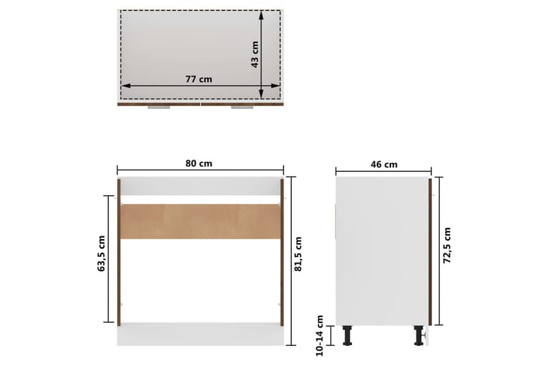 beBasic Underskåp för diskho brun ek 80x46x81,5 cm konstruerat trä - Brown - Köksskåp