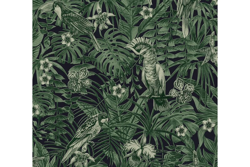 Jungle Tapet Grönery Ovävd Grön Svart - AS Creation - Kökstapet - Mönstrad tapet - Vinyltapet