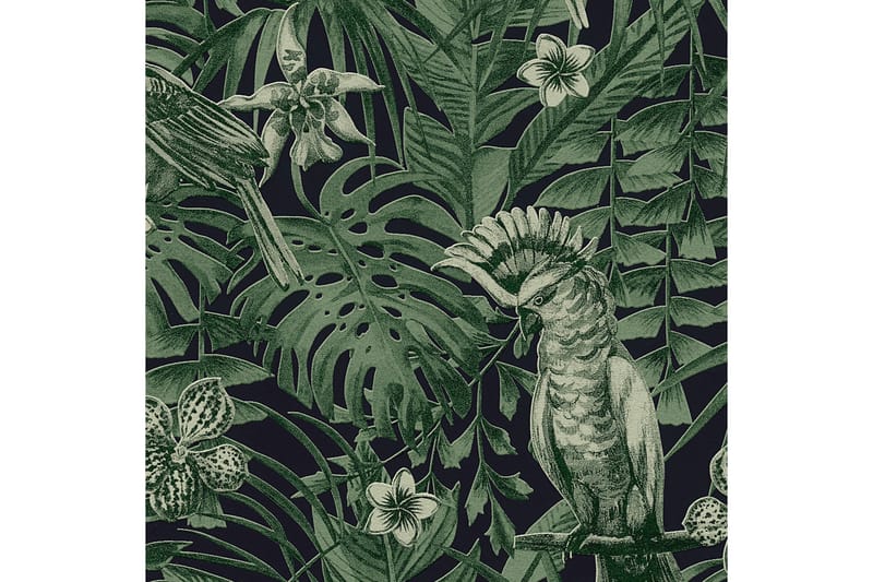 Jungle Tapet Grönery Ovävd Grön Svart - AS Creation - Kökstapet - Mönstrad tapet - Vinyltapet