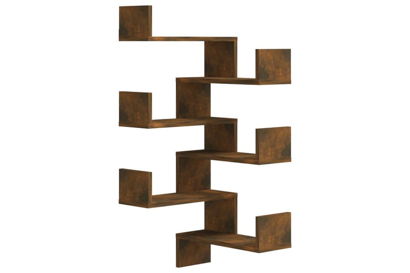 Vägghörnhylla 2 st rökfärgad ek 40x40x50 cm konstruerat trä - Brun - Förvaring - Hylla - Hörnhylla
